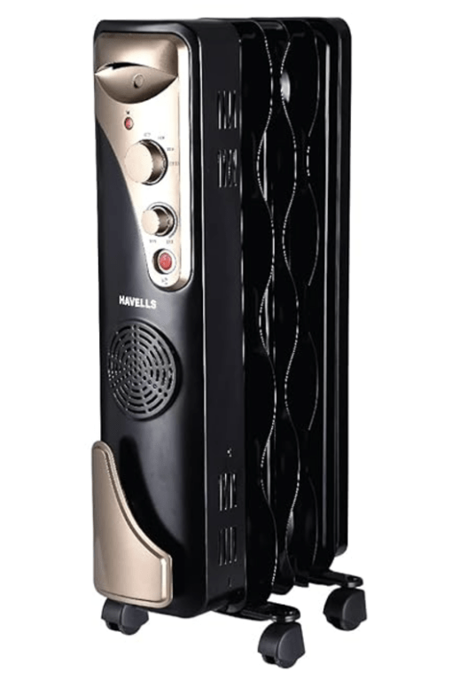 Havells OFR 5 Wave Fins with Fan 1400 watt (Black), (GHROFBXK140)